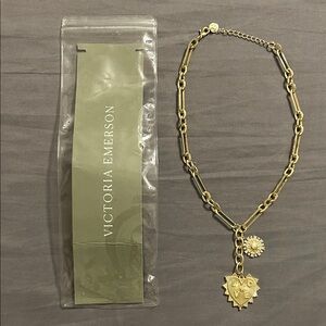 Victoria Emerson Gold Heart and Sunburst Necklace
